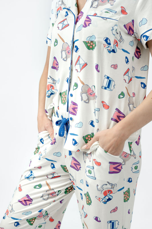 Jockey Silks Crop Pajama Set - Modal Knit