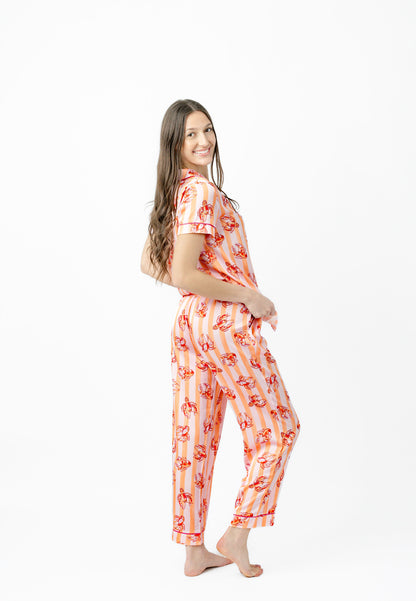 Lobster Stripe Short Sleeve Crop Pant Set