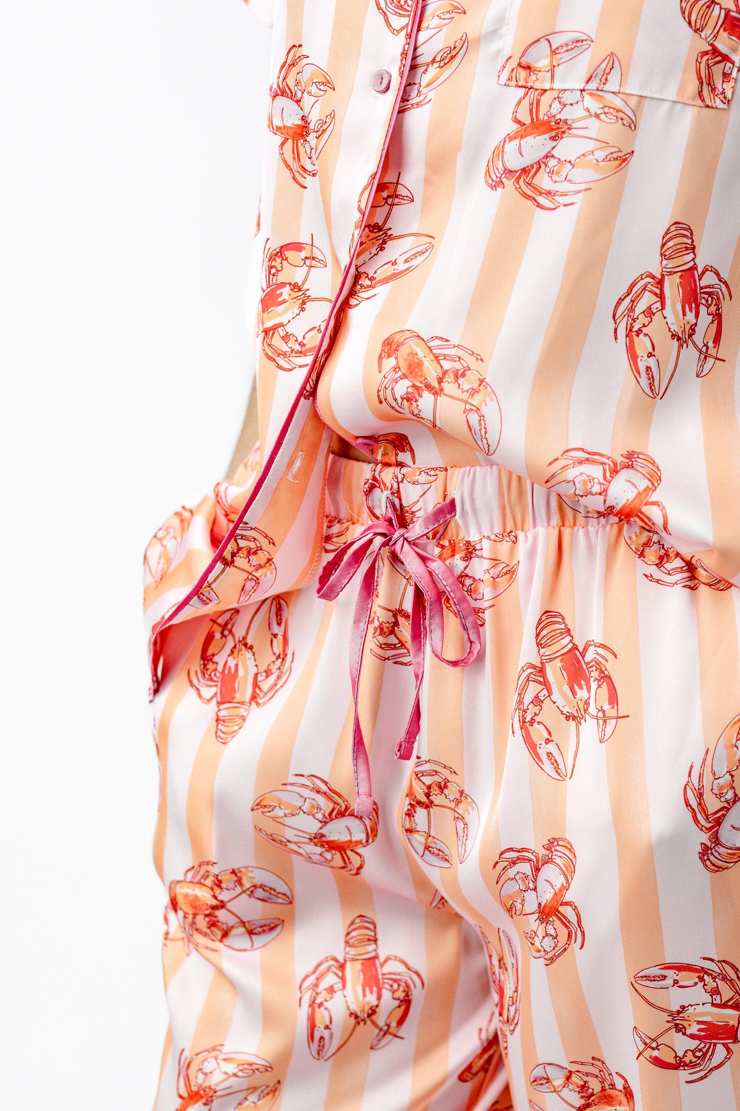 Lobster Stripe Short Sleeve Crop Pant Set