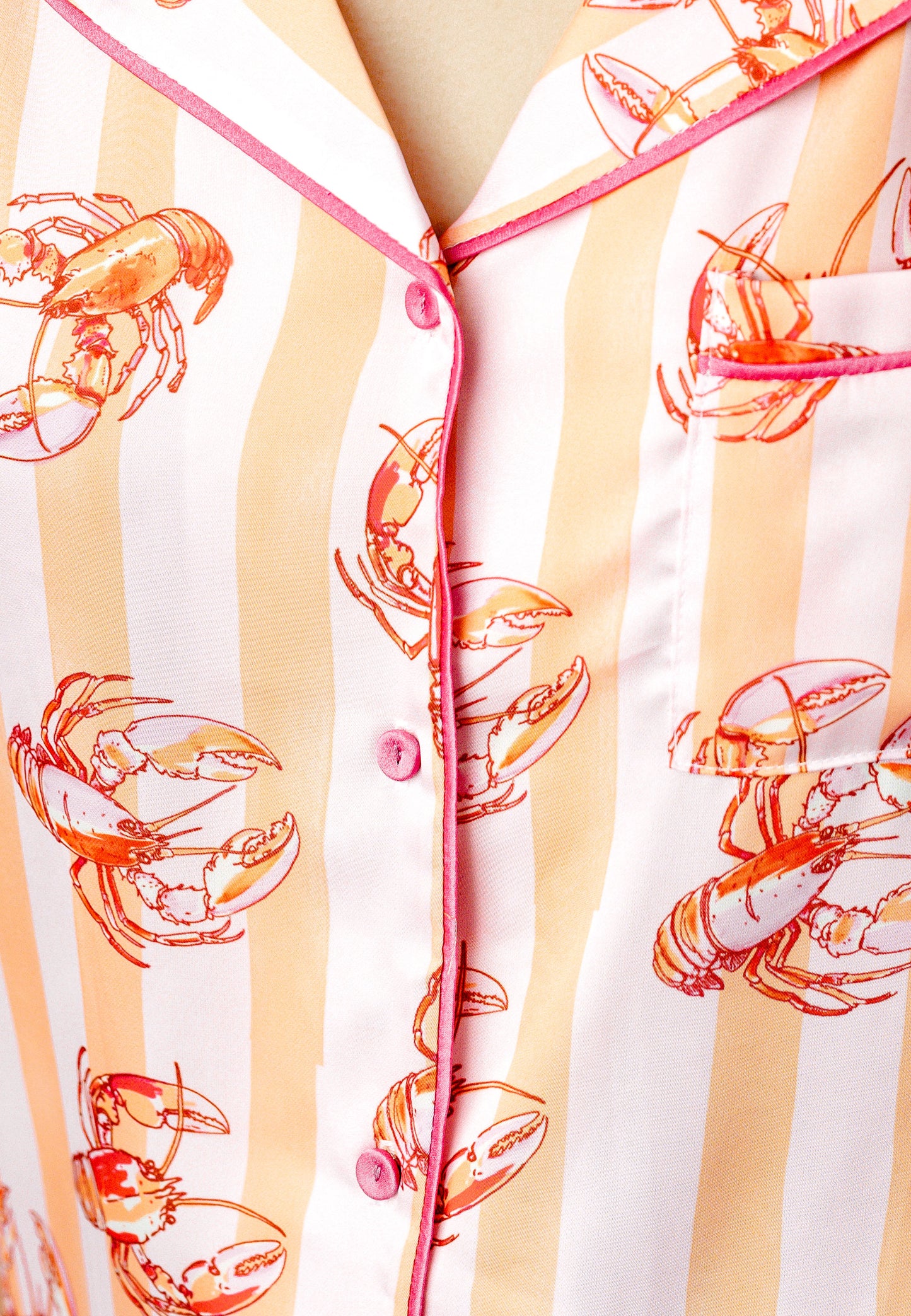 Lobster Stripe Short Sleeve Crop Pant Set