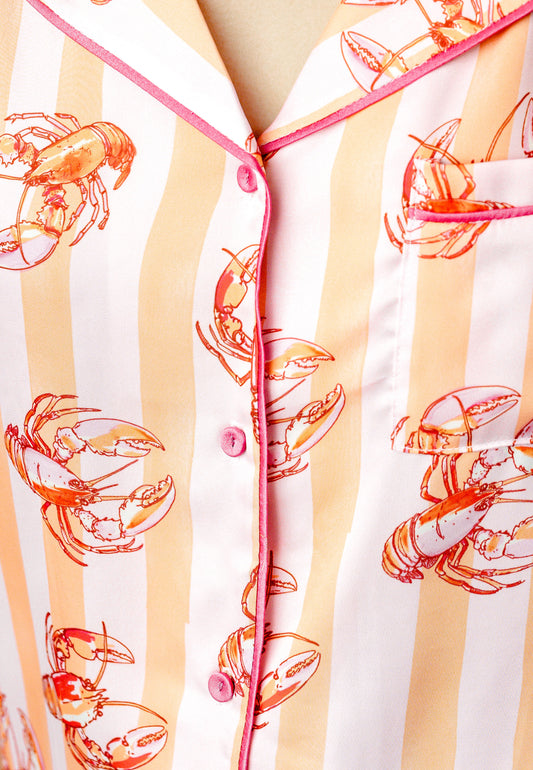 Lobster Stripe Short Sleeve Crop Pant Set