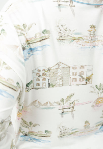 I Love Charleston Knit Button Down Pant Set - Rainbow Row Print