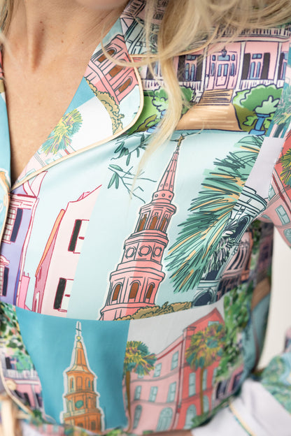 Charleston Pop Crop Top and Crop Pants Set - Charleston Print