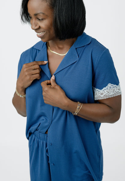 Admiral Navy Modal and Lace Short Set