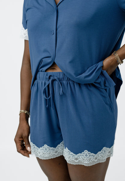 Admiral Navy Modal and Lace Short Set