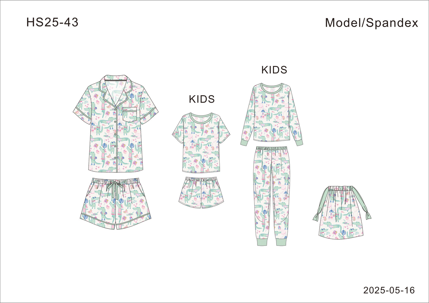 Alligator Disco Youth Long Pajama Set - Kids PJs