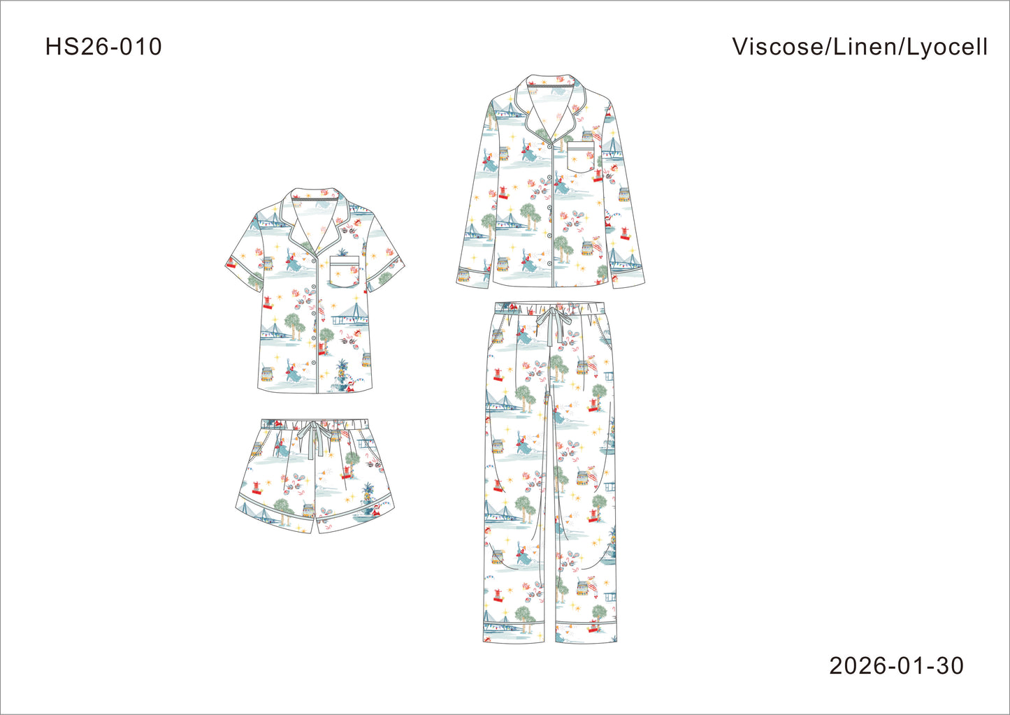 Charleston Festive Icons Kids Pajama Set