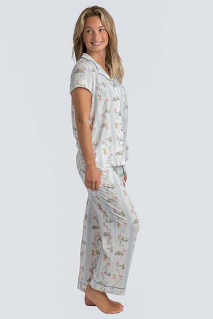 CHS Hydrangea Stripe Modal Crop Set - Charleston Print PJs
