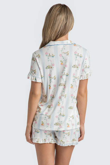CHS Hydrangea Stripe Modal Short Set - Charleston Print PJs