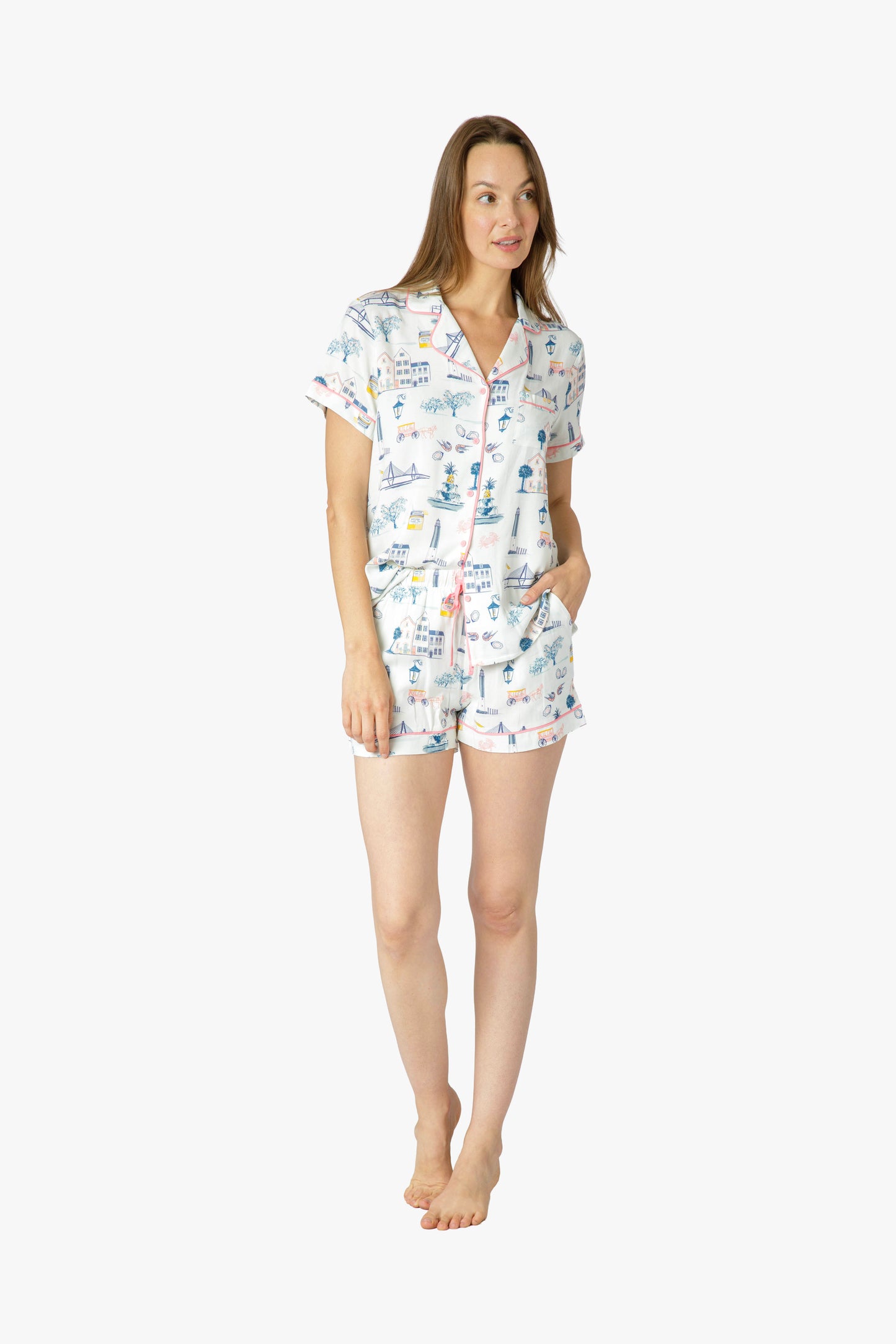 Charleston Icons Blue Knit Short Set