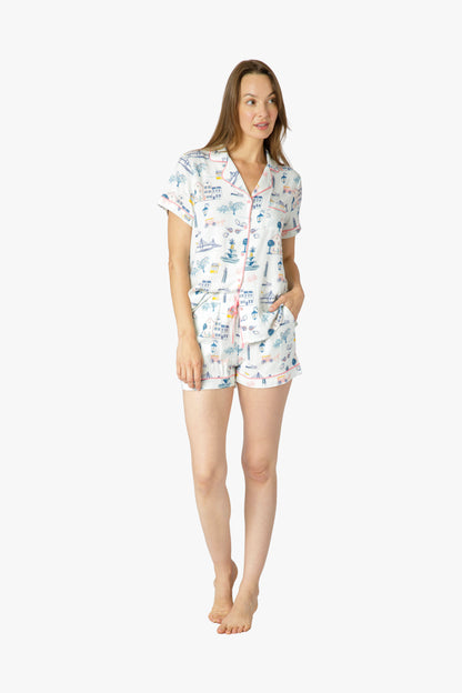 Charleston Icons Blue Knit Short Set