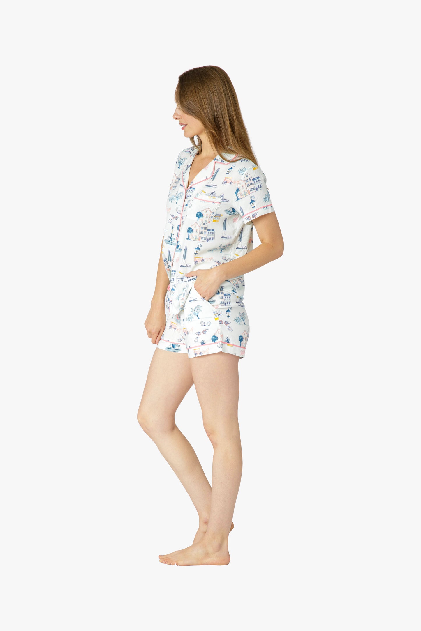 Charleston Icons Blue Knit Short Set