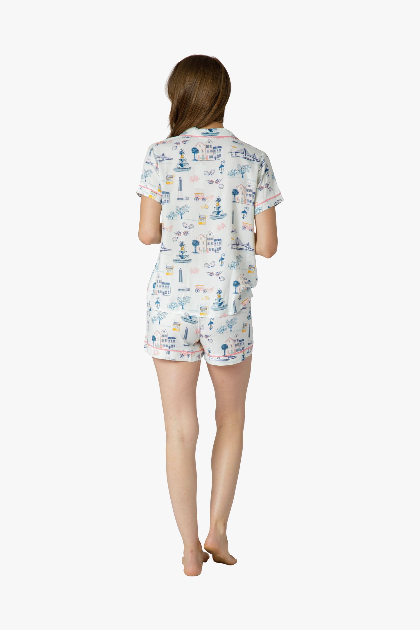 Charleston Icons Blue Knit Short Set