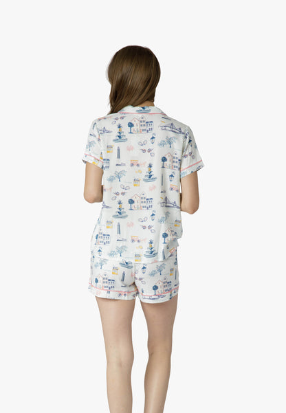 Charleston Icons Blue Knit Short Set