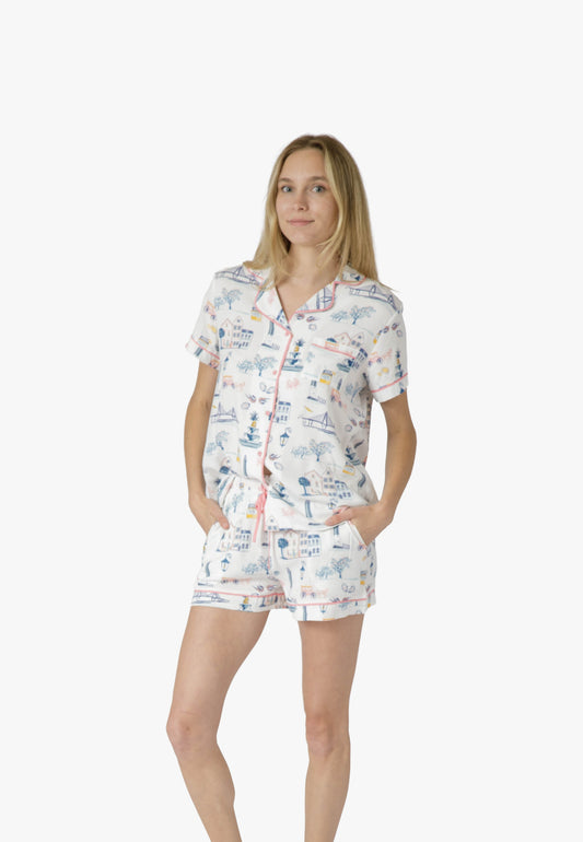 Charleston Icons White Knit Short Set