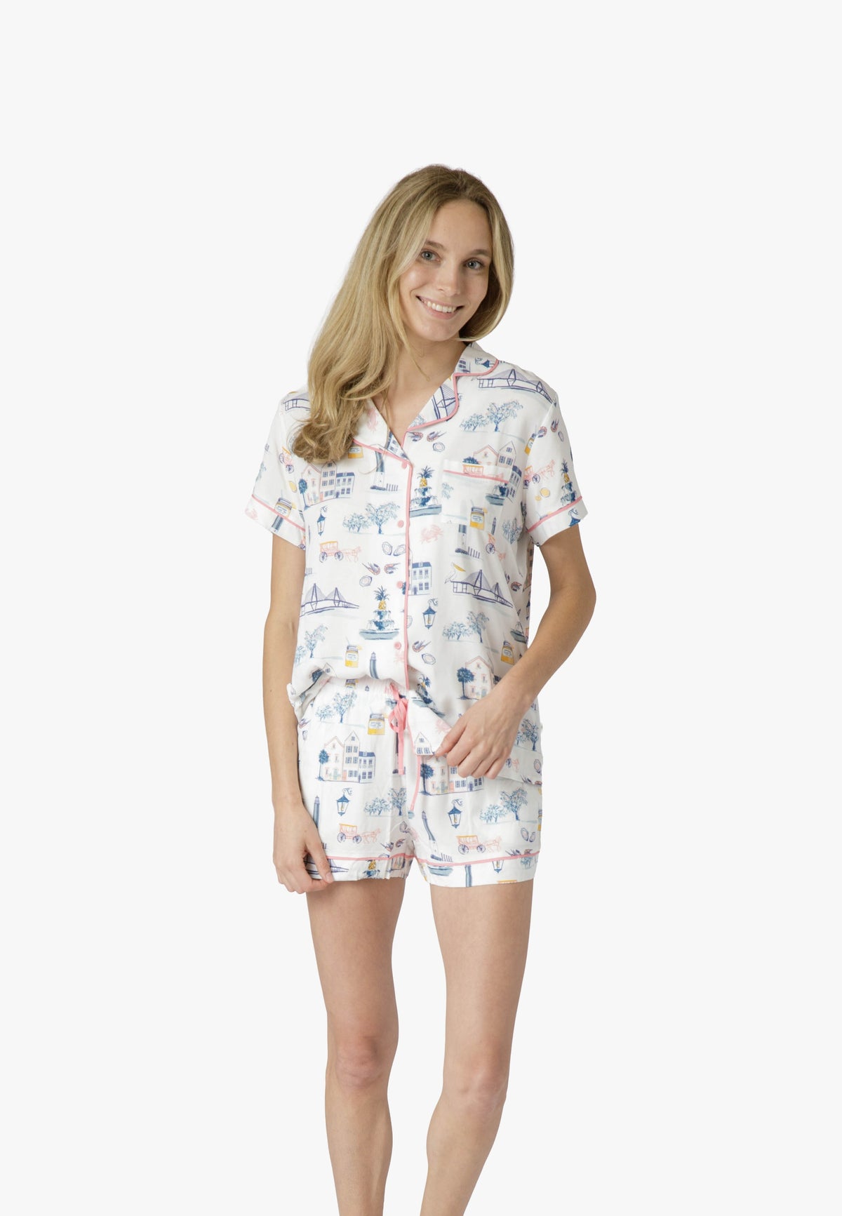 Charleston Icons White Knit Short Set