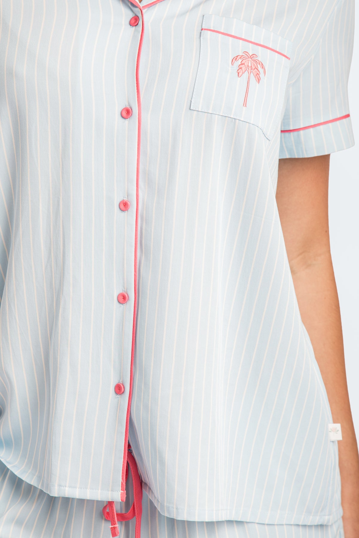 Charleston Blue Stripe Emb Short Pajama Set