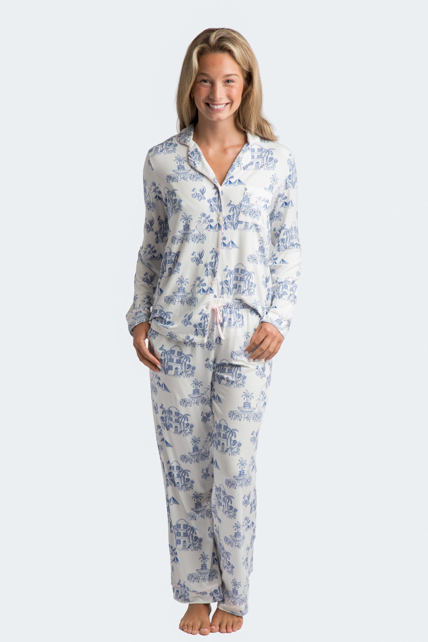 CHS Toile Modal Long PJ Set - Charleston Print PJs