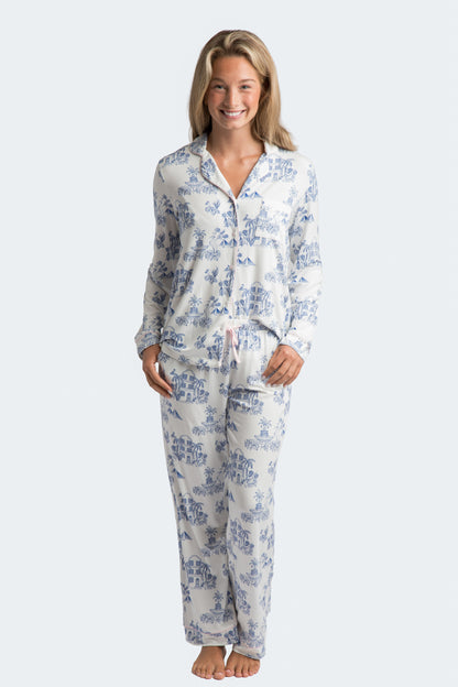 CHS Toile Modal Long PJ Set - Charleston Print PJs