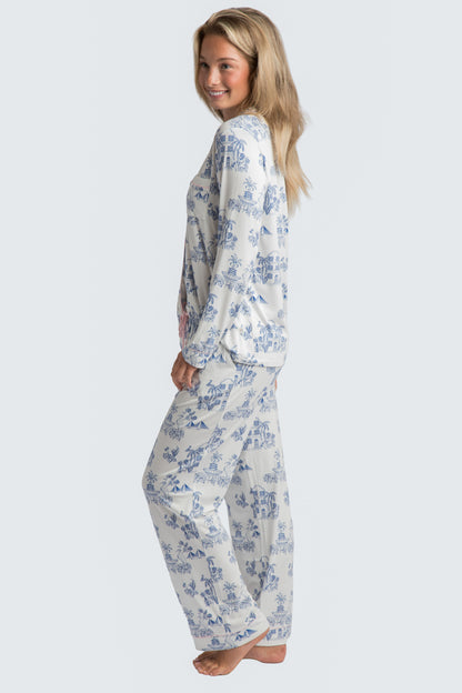 CHS Toile Modal Long PJ Set - Charleston Print PJs