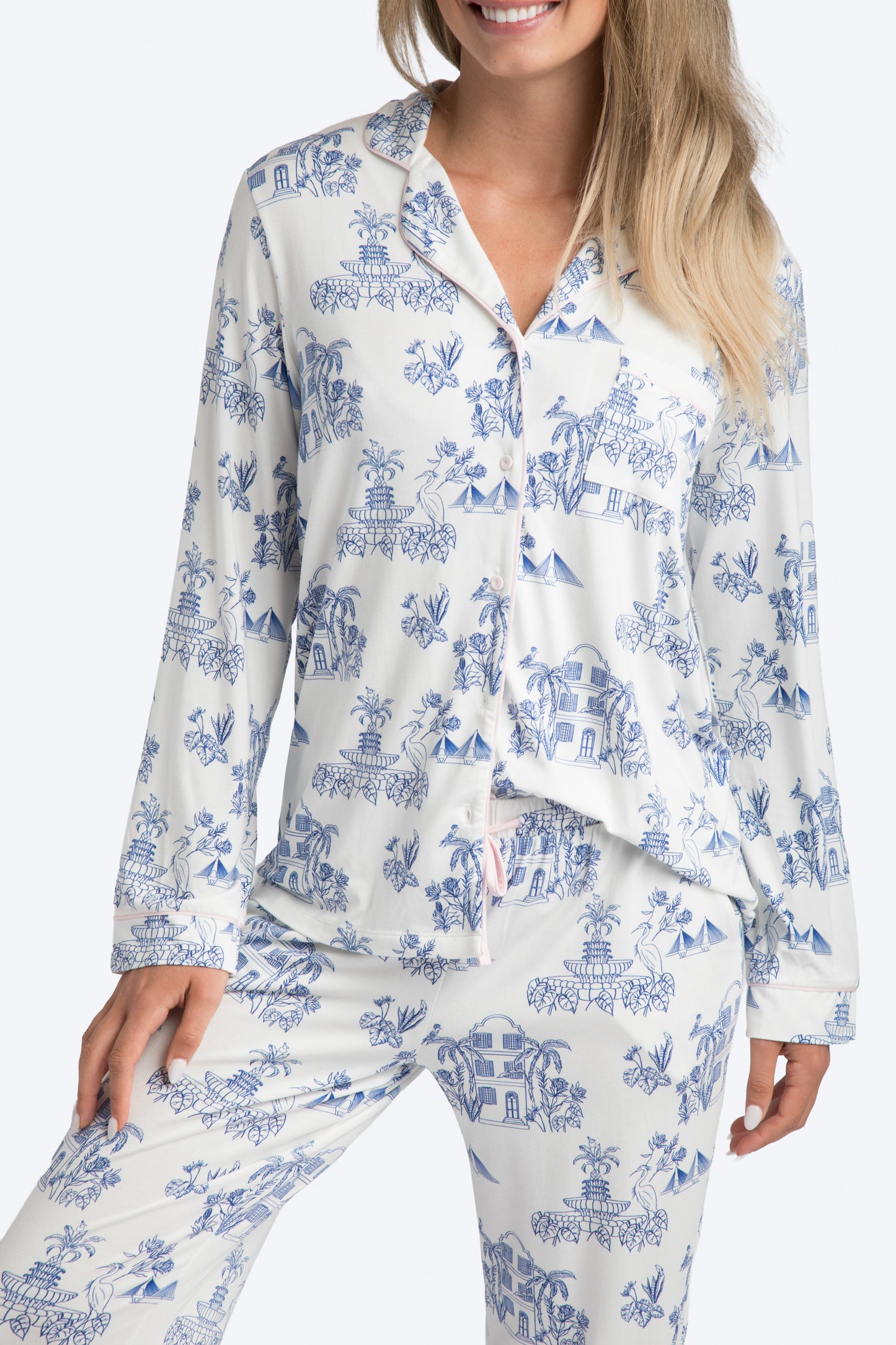 CHS Toile Modal Long PJ Set - Charleston Print PJs