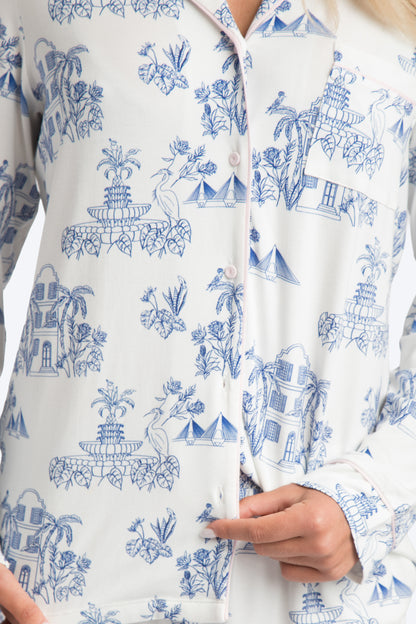 CHS Toile Modal Long PJ Set - Charleston Print PJs