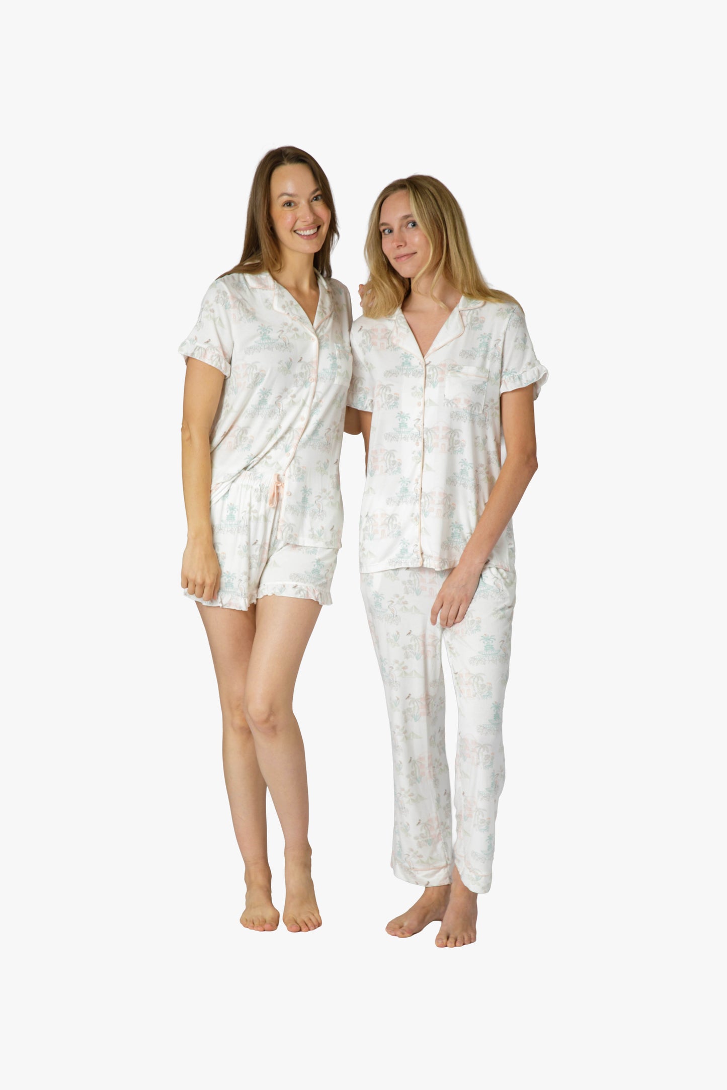 CHS Outline Multi Short Sleeve Crop PJ Set - Charleston Print PJs