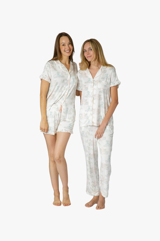 CHS Outline Multi Short Sleeve Crop PJ Set - Charleston Print PJs
