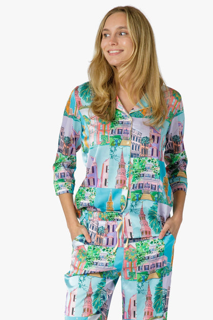 Charleston Pop Crop Top and Crop Pants Set - Charleston Print