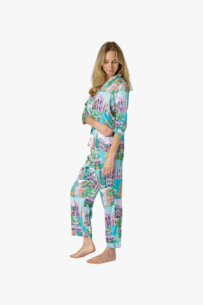Charleston Pop Crop Top and Crop Pants Set - Charleston Print