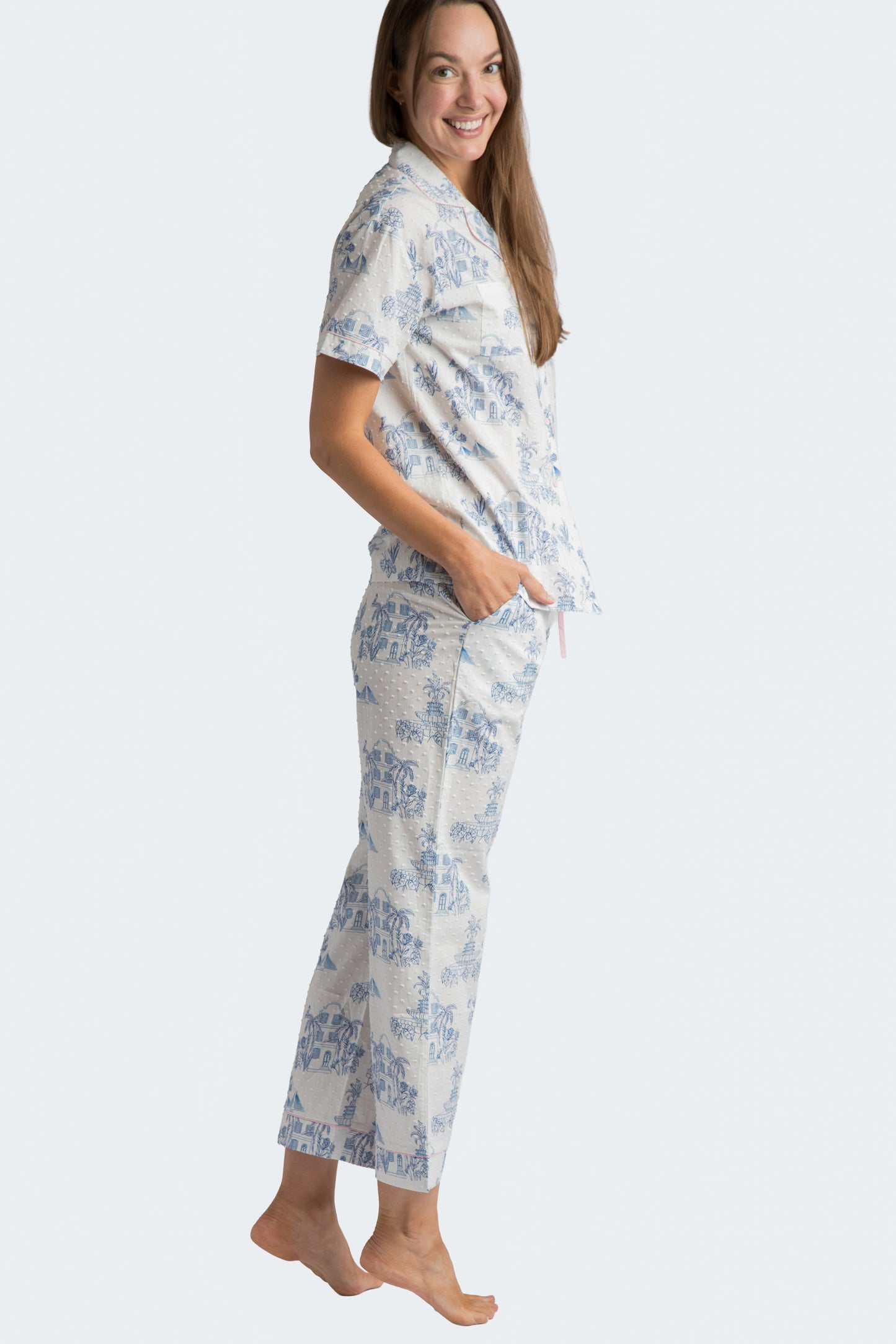 Charleston Toile Cotton Swiss Dot Crop Set
