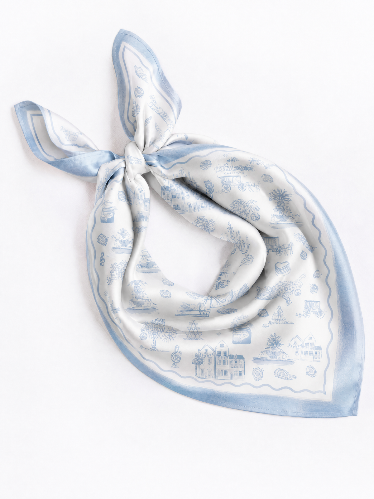 Charleston Bridal Toile Scarf 25x25" | Bridal Print