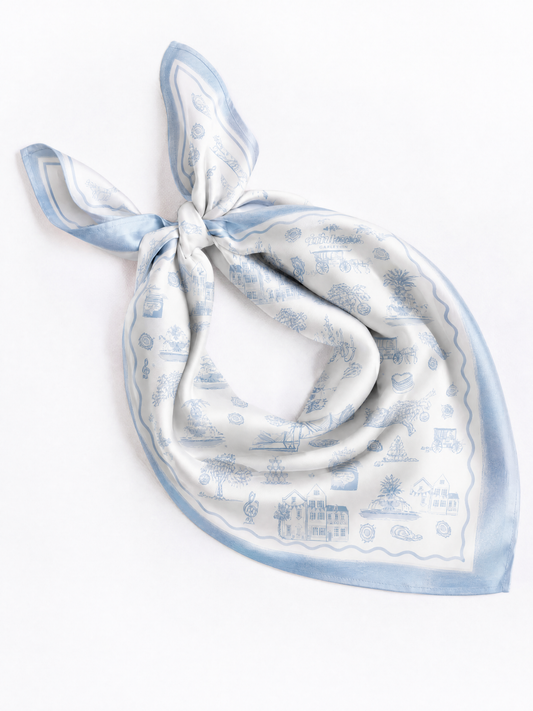 Charleston Bridal Toile Scarf 25x25" | Bridal Print