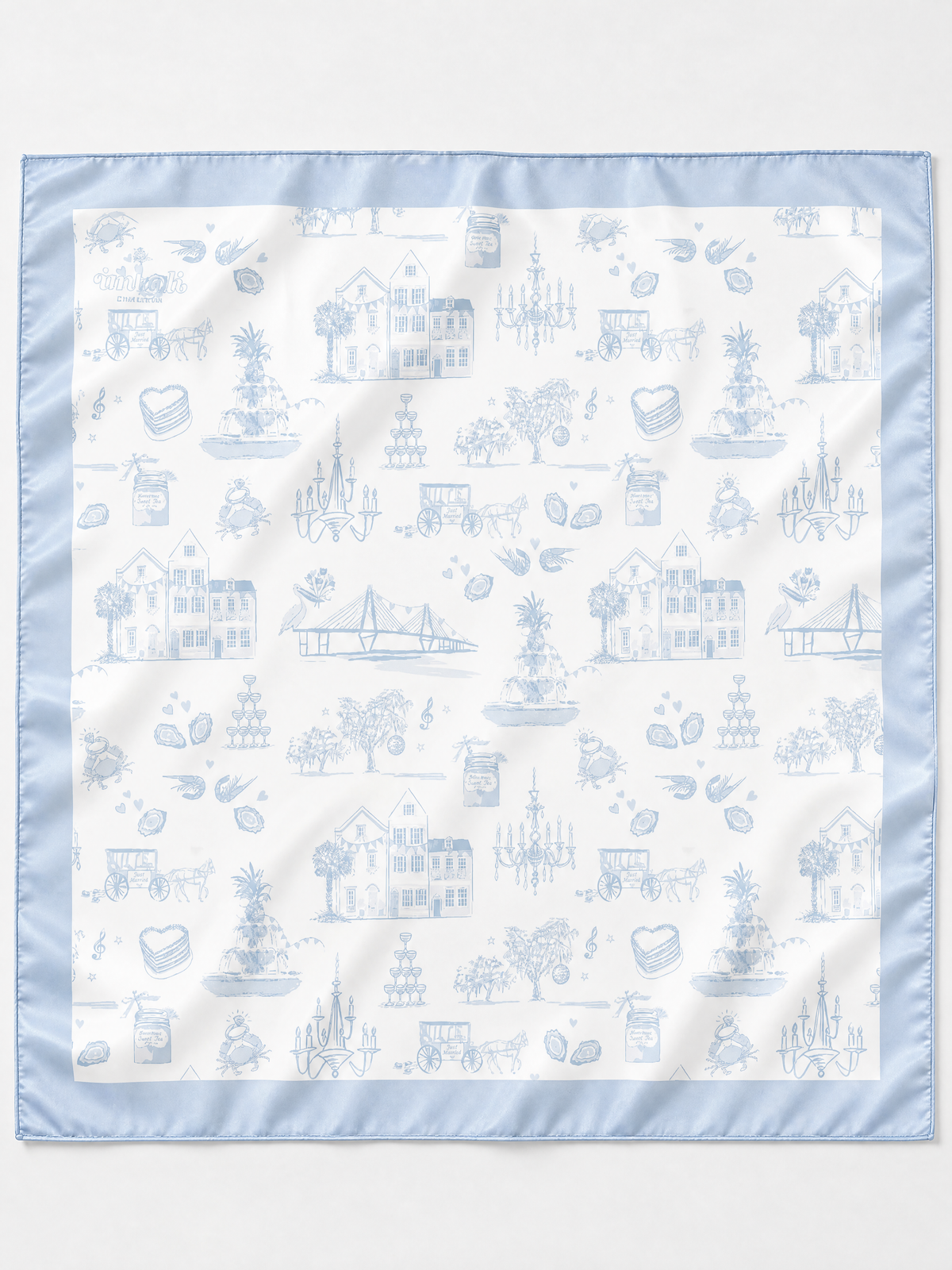 Charleston Bridal Toile Scarf 25x25" | Bridal Print