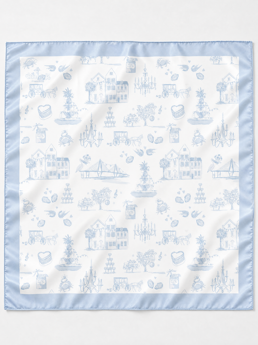 Charleston Bridal Toile Scarf 25x25" | Bridal Print
