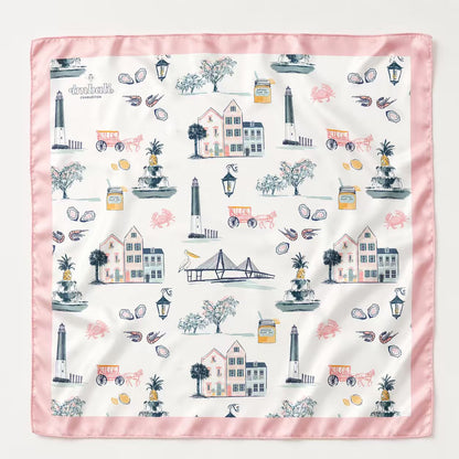 Charleston Icons Pink Scarf 25x25" | Icon Print