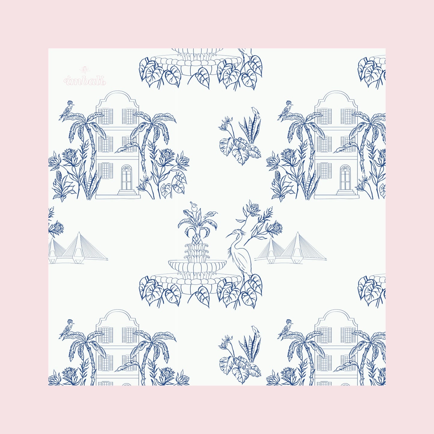 Charleston Toile Scarf 25x25" | Charleston Icons Print