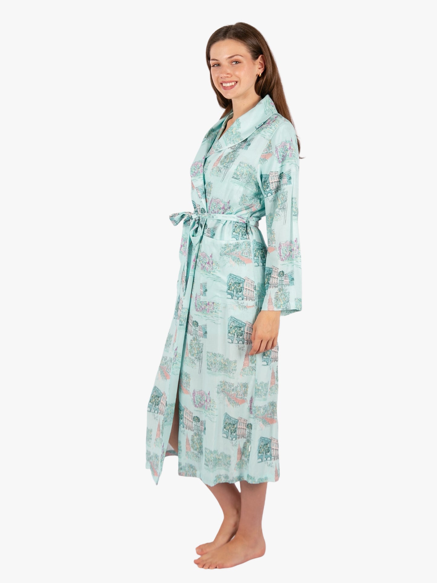 Charleston Scene Blue Full Length Robe