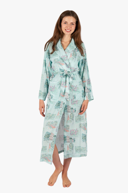 Charleston Scene Blue Full Length Robe