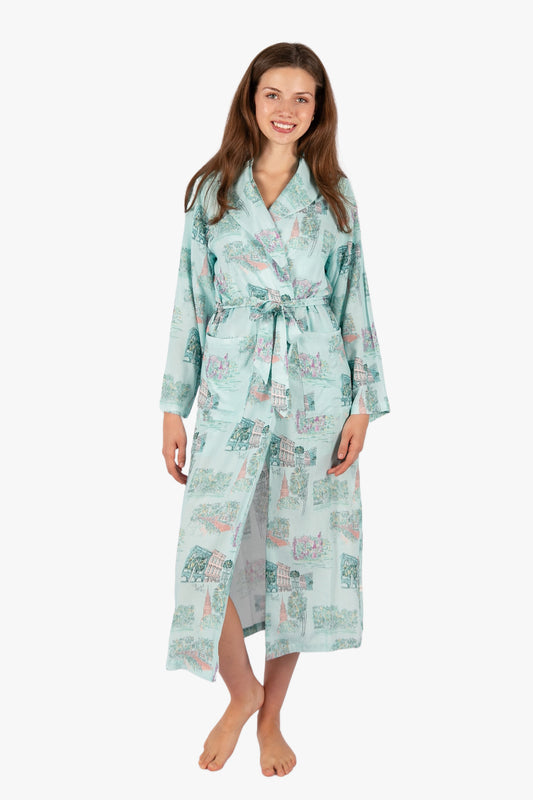 Charleston Scene Blue Full Length Robe