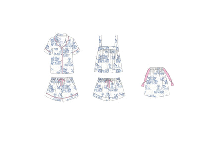 Charleston Toile Cotton Swiss Dot Button Down Short Set