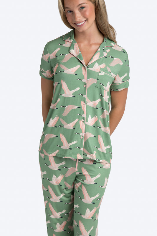 Canada Geese Crop Pajama Set