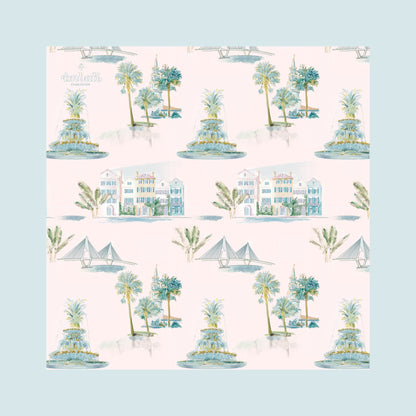 Charleston Watercolor Scarf 25x25" | Pastel Icons Print
