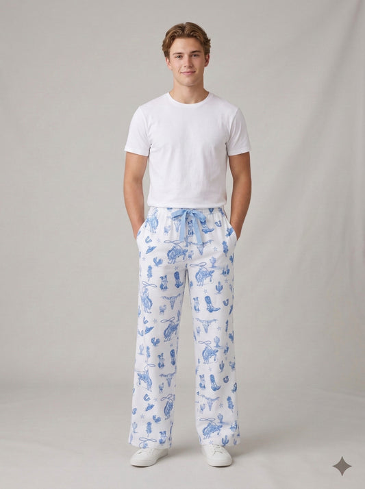 Day on the Range Men's Pants - Blue and White