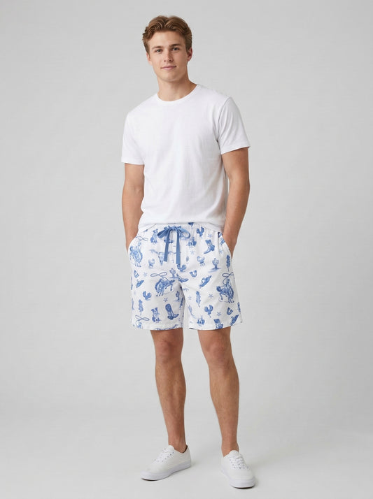 Day on the Range Men's Shorts - Blue and White