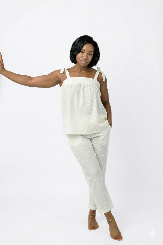 Dobby Day Bridal Cami Crop Set