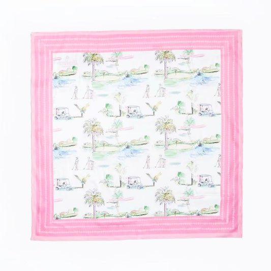 Golf Scene Scarf 25x25" - Southern Golf Course Print | Imbali Charleston