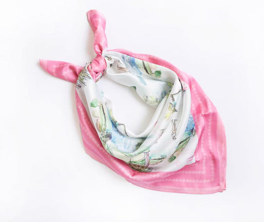 Golf Scene Scarf 25x25" - Southern Golf Course Print | Imbali Charleston