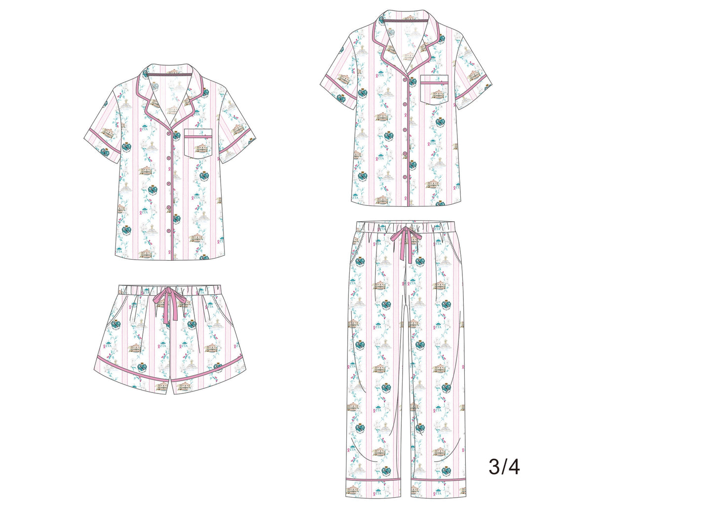 Zeta Tau Alpha College of Charleston Crop Pajama Set - CofC Sorority PJs