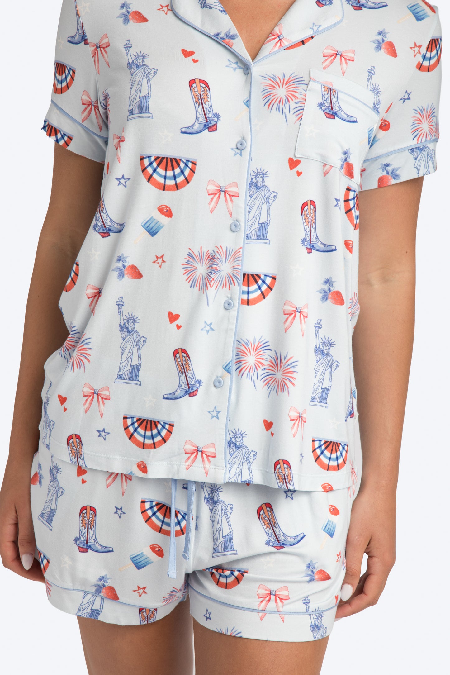 Happy 4th Blue Pajama Short Set